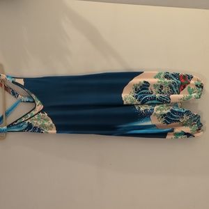 Blue waves jumpsuit overalls silky XL